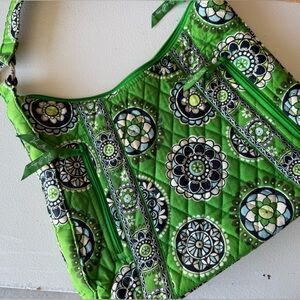 Vera Bradley Green and Blue Quilted Patterned Shoulder Bag